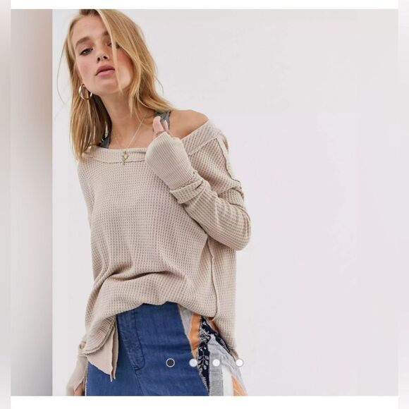 Free People North Shore Thermal Top Sand NWT size M - Picture 3 of 12